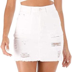 Articles of society distressed white denim mini skirt